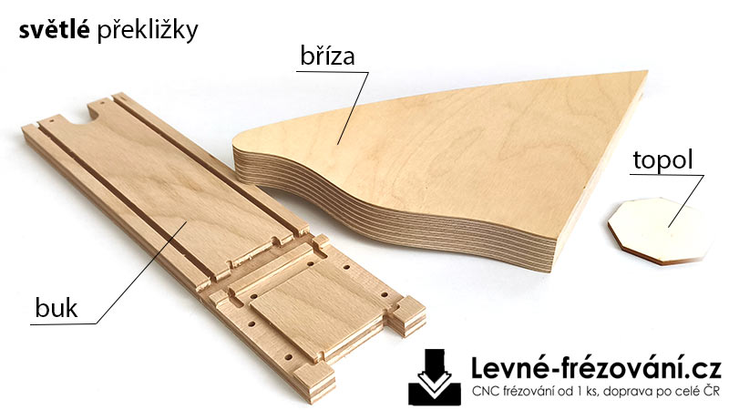 Světlá překližka - druhy topol, buk, bříza